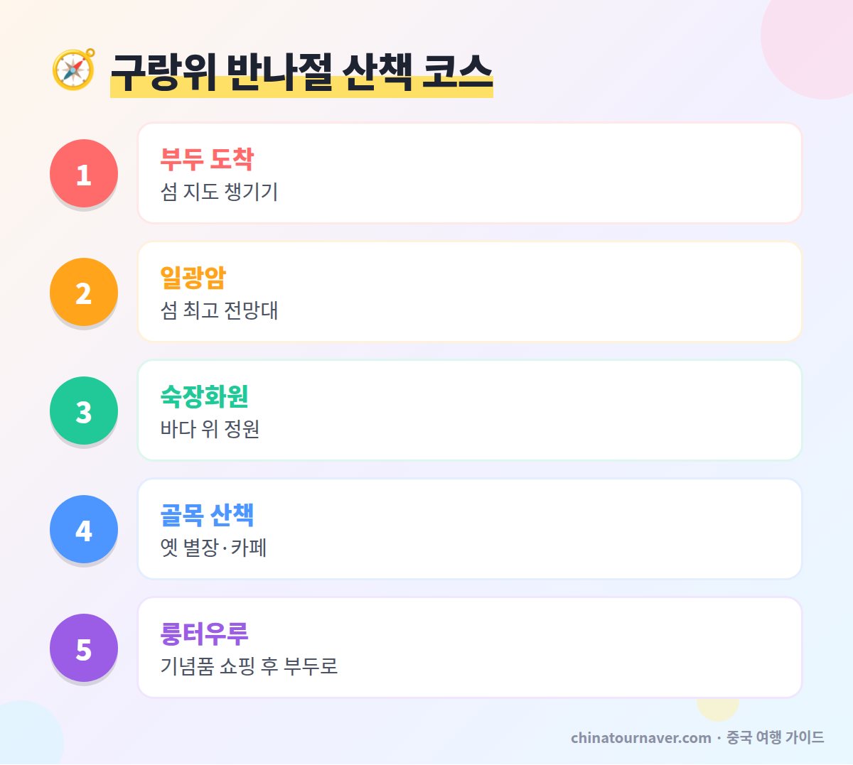 샤먼 구랑위 산책 코스 일광암 숙장화원